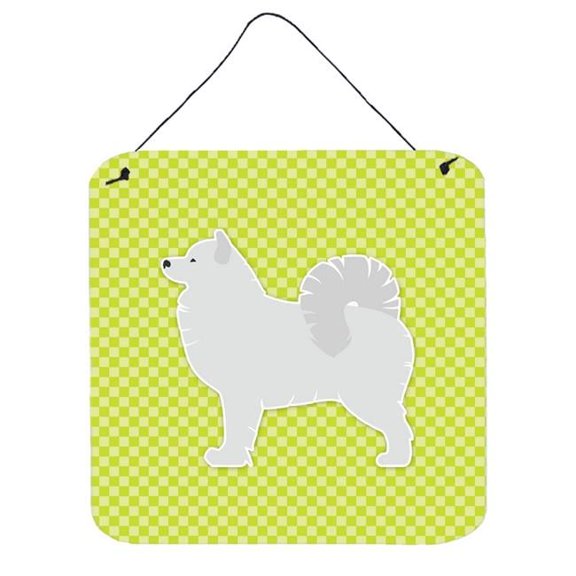Samoyed Checkerboard Green Wall or Door Hanging Prints