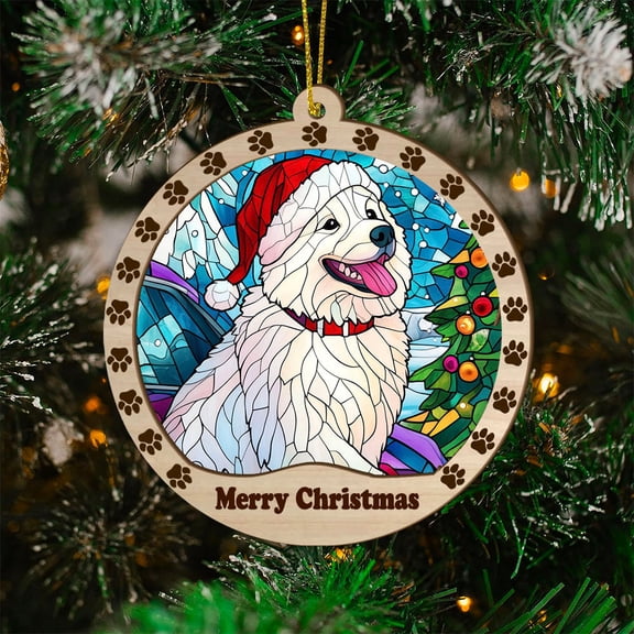 Samoyed Christmas Dog Ornament, Samoyed Dog Stained Glass, Samoyed Dog Suncatcher Gift Christmas Tree Decor, Xmas Gifts