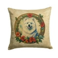 thumbnail image 1 of Samoyed Christmas Flowers Throw Pillow 14 in x 14 in, 1 of 2
