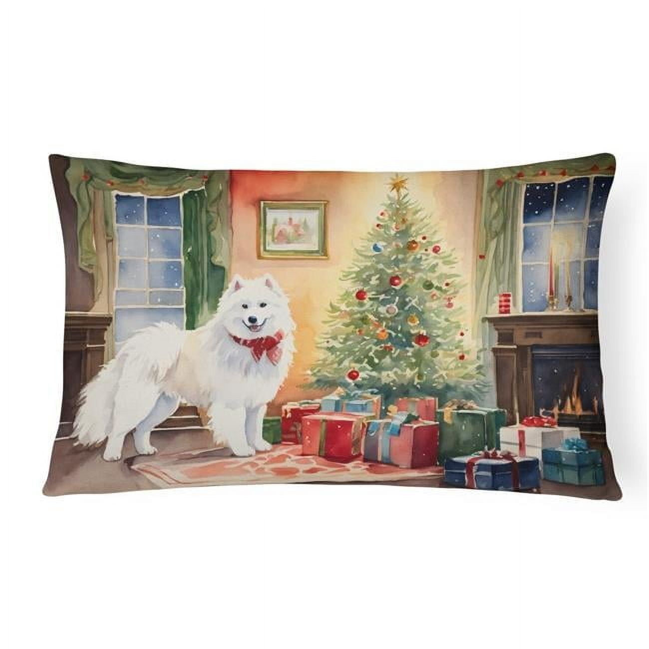 Samoyed Cozy Christmas Throw Pillow 12 in x 16 in