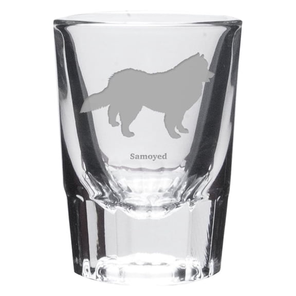 Samoyed Deep Etched Shot Glass