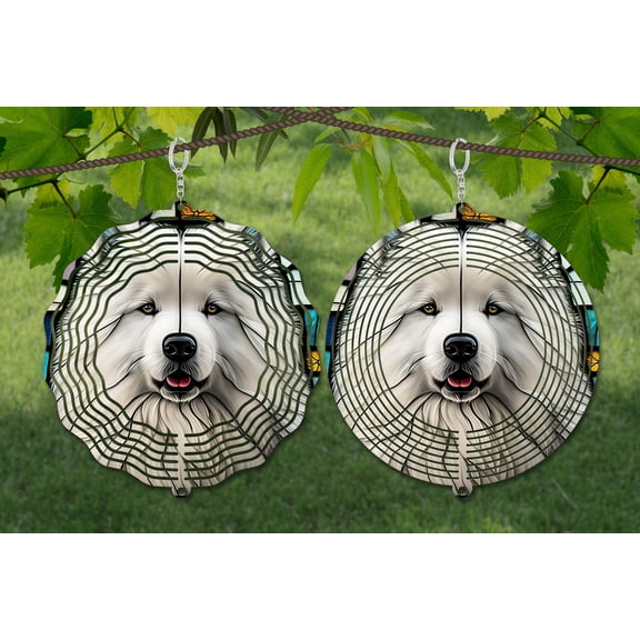 Samoyed Dog 10 Inch Metal Wind Spinner, 3D Kinetic Outdoor Hanging Garden Decor for Yard Patio, Gift for Women and Men