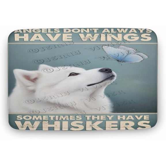 Samoyed Dog Bathroom Rug Cute Bath Mat, Non-Slip Soft Shower Rug Plush Microfiber Bath Rug, Water Absorbent Thick Shaggy Floor Mats, Machine Washable,20"x32"