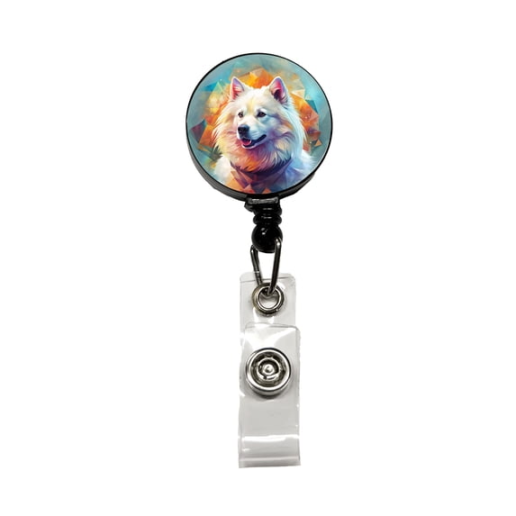 Samoyed Dog Contemporary Art Retractable Reel ID Badge Key Card Name Tag Holder with Clip