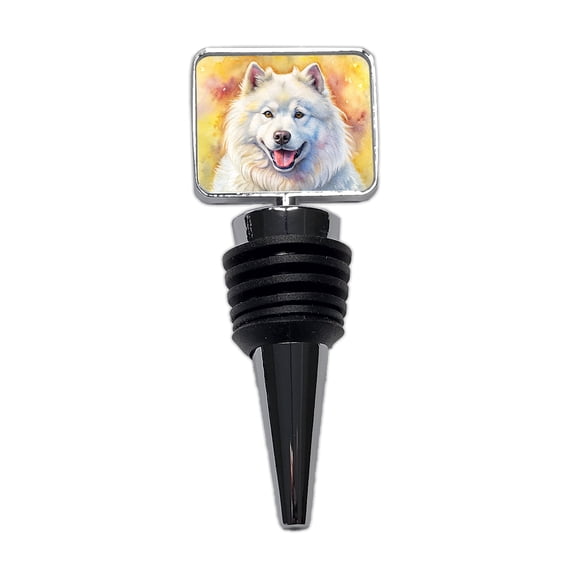 Samoyed Dog Illustration Wine Bottle Stopper Cap Plug