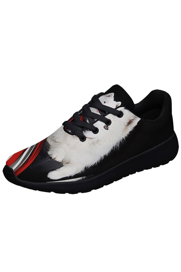 Samoyed Dog Lover American flag US Shoes Sneakers Black Size 4
