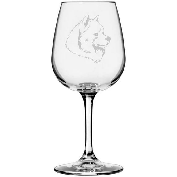 Samoyed Dog Themed Etched 12.75oz Libbey Wine Glass