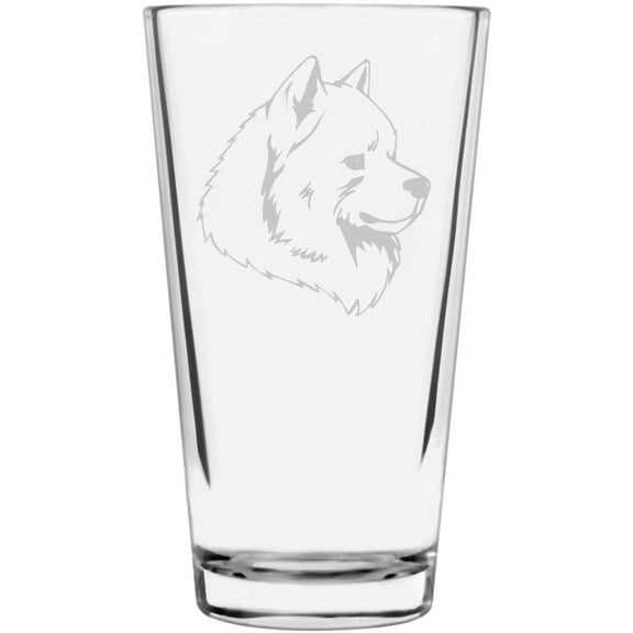 Samoyed Dog Themed Etched All Purpose 16oz Libbey Pint Glass