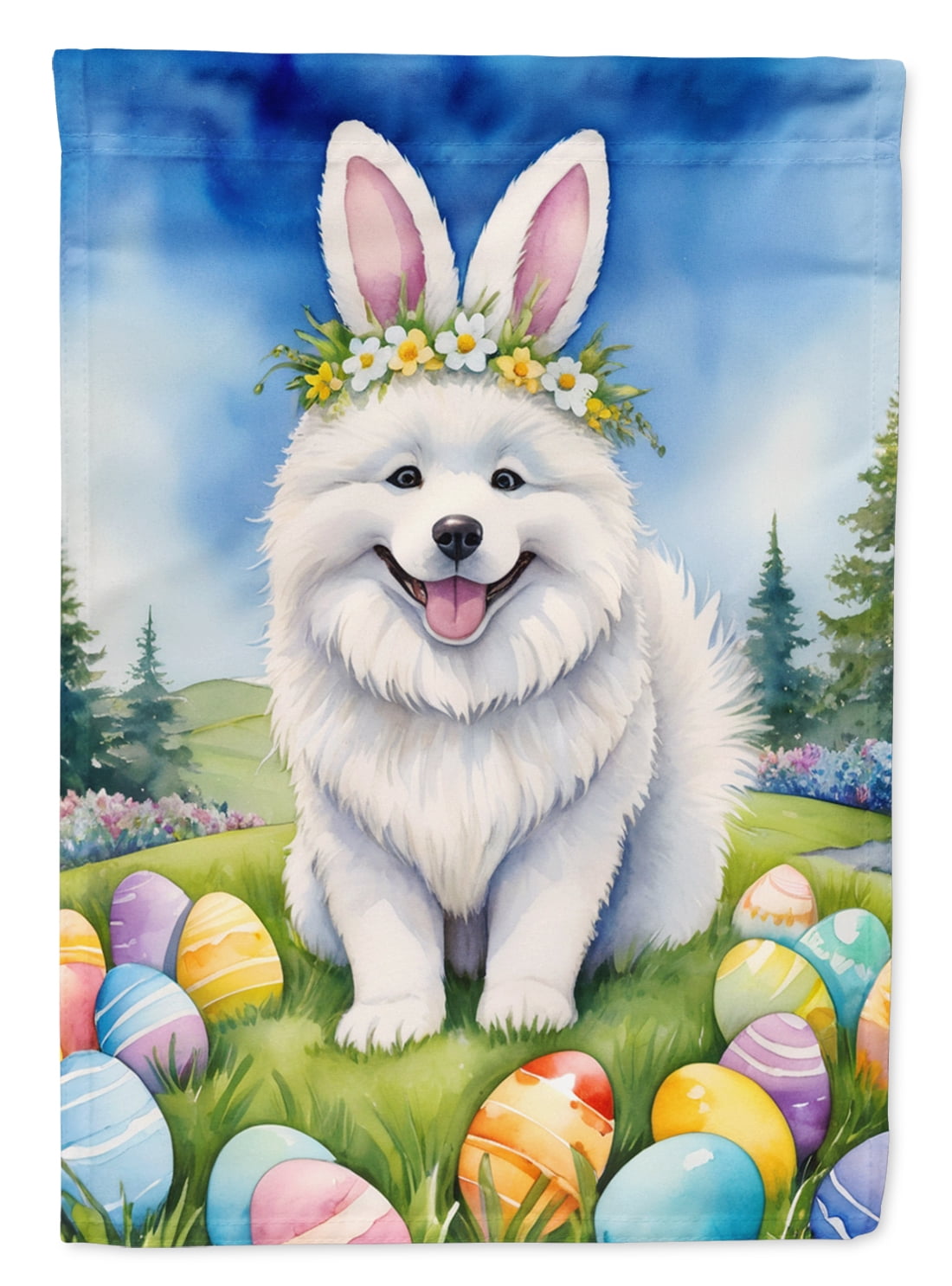 Samoyed Easter Egg Hunt Garden Flag 11.25 in x 15.5 in