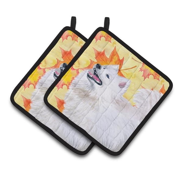 Samoyed Fall Pair of Pot Holders