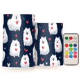 thumbnail image 1 of Samoyed Heart Pattern Flameless LED Candle Set with Remote, Battery Operated Color Changing Pillar Candles, Set of 2, 1 of 7