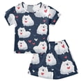 thumbnail image 1 of Samoyed Heart Pattern Summer Pajama Set Soft Cotton Short Sleeve Sleepwear 2PCS Pajama Sets Breathable Lounge Set Size 8Y, 1 of 7