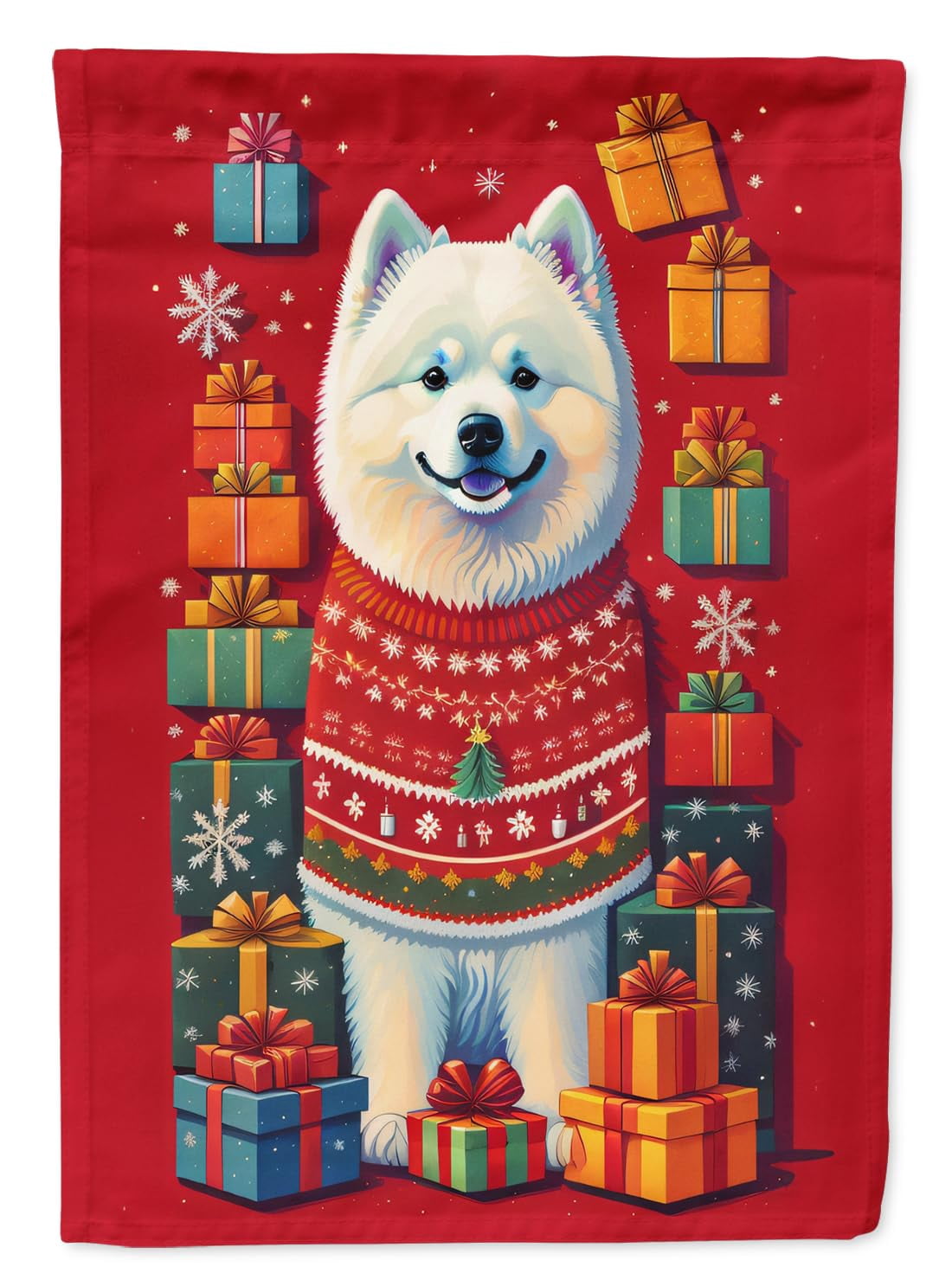 Samoyed Holiday Christmas House Flag 28 in x 40 in