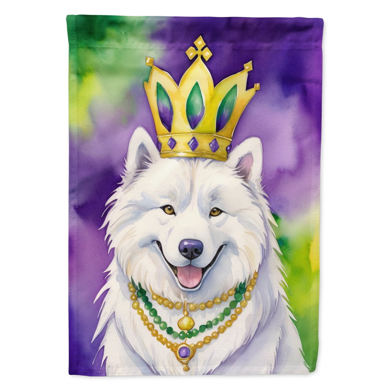 Samoyed King of Mardi Gras Garden Flag 11.25 in x 15.5 in