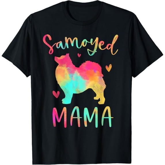 Samoyed Mama Colorful Samoyed Gifts Dog Mom T-Shirt men and women can wear,black,white,creative gift