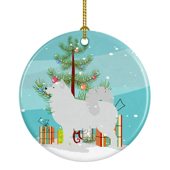Samoyed Merry Christmas Tree Ceramic Ornament