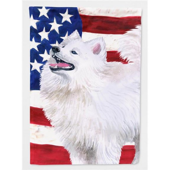 Samoyed Patriotic Flag Canvas House Size