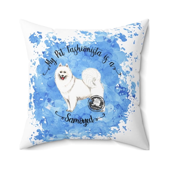 Samoyed Pet Fashionista Square Pillow