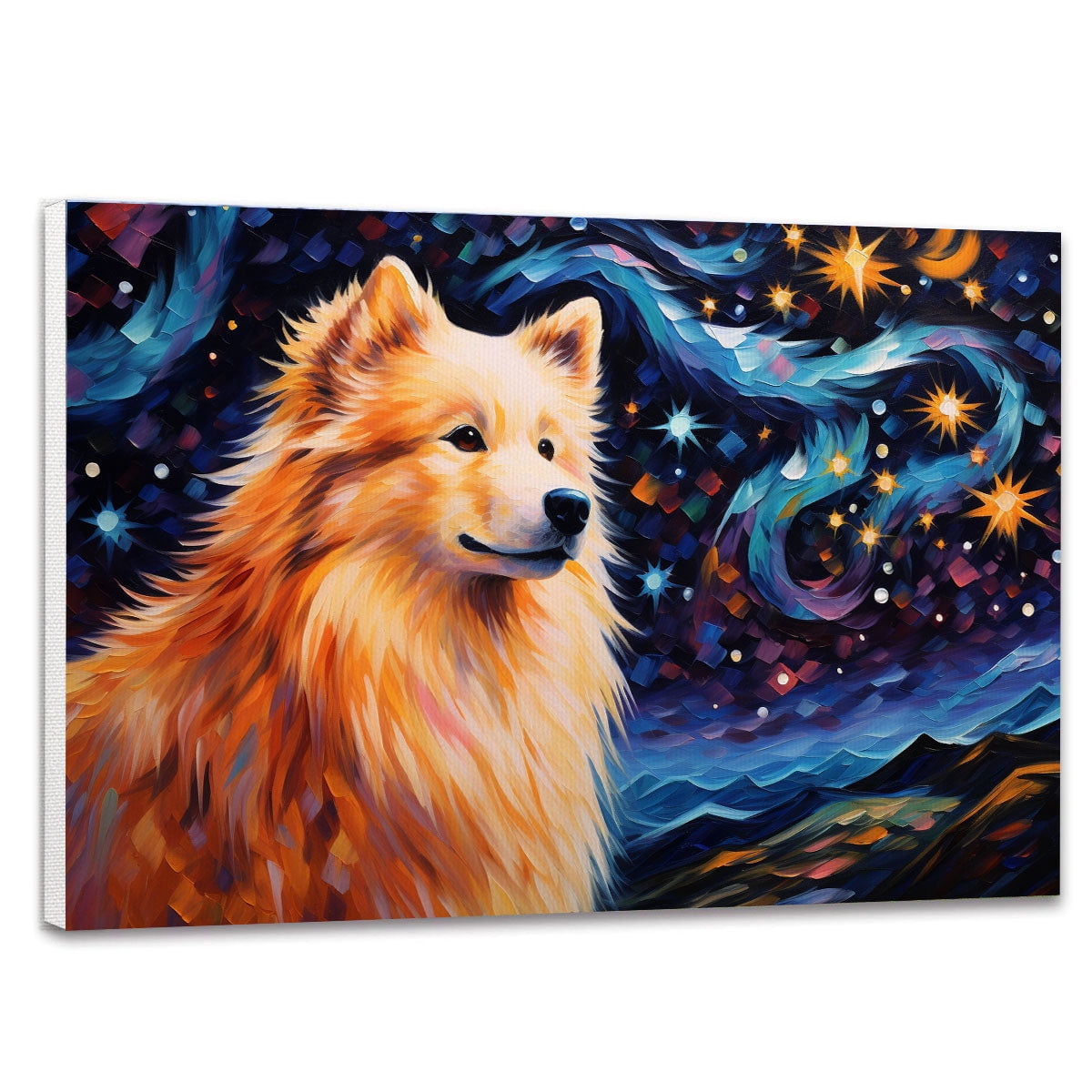 Samoyed Posters Van Gogh Starry Night Posters Home Canvas Wall Art ...