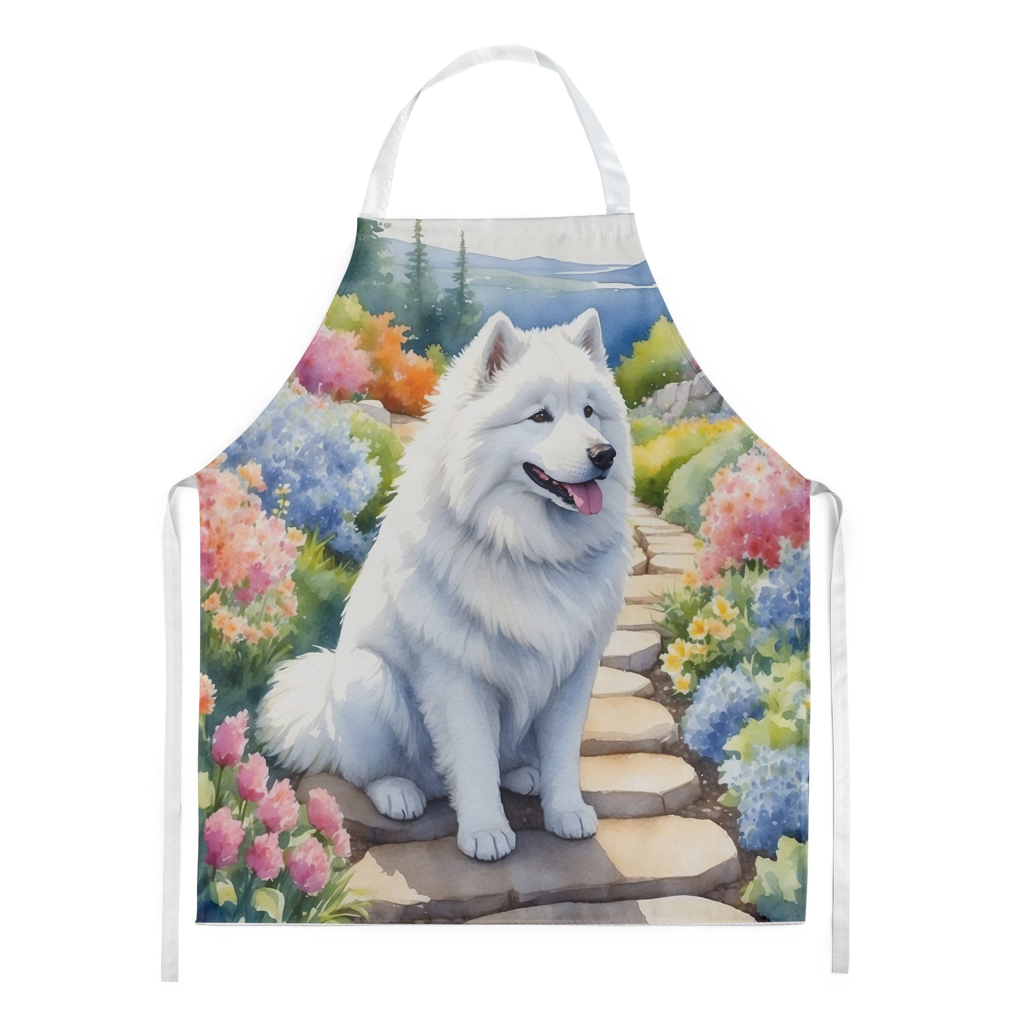 Samoyed Spring Path Apron 27 in x 30 in