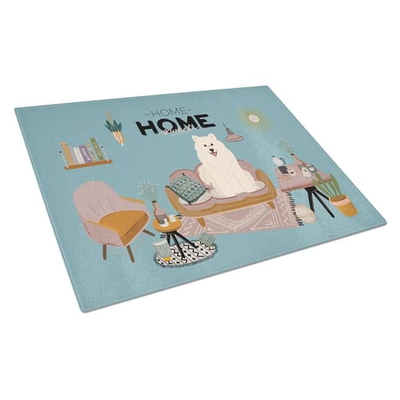 Samoyed Sweet Home Glass Cutting Board - Large