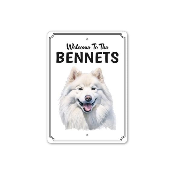 Samoyed Welcome To Personalized Aluminum Metal Decor Sign - 10x14 inches