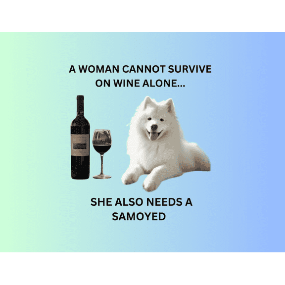 Samoyed Wine Lovers Flexible Refrigerator Magnet