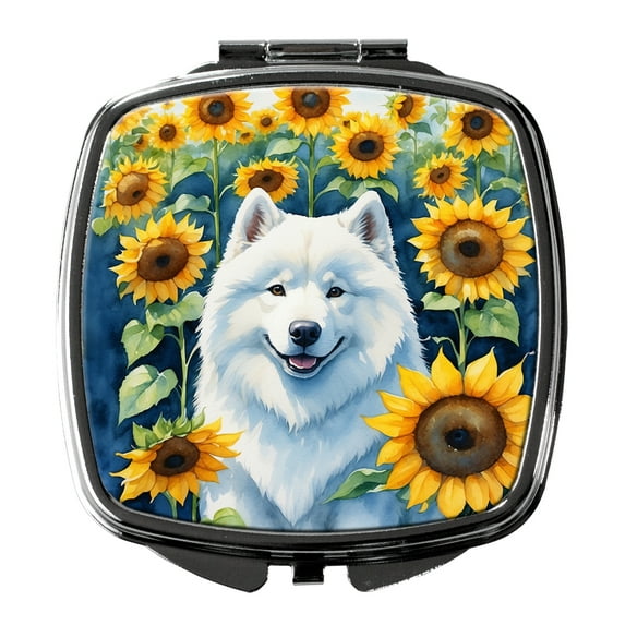 Samoyed in Sunflowers Compact Mirror 2.75 in x 3 in