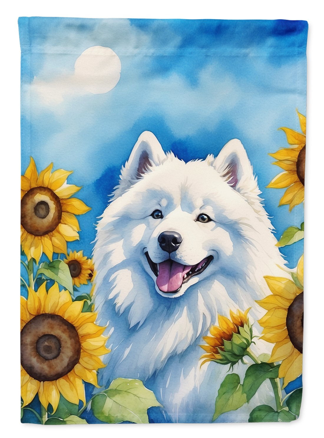 Samoyed in Sunflowers House Flag 28 in x 40 in