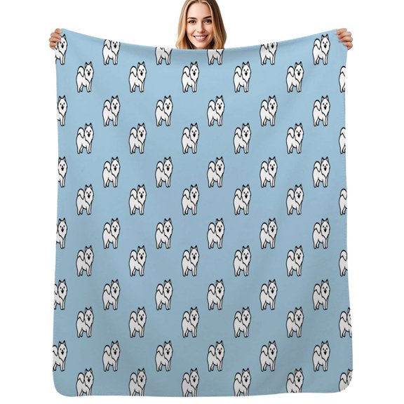 Samoyed pattern Flannel Blanket Warm Soft Bedding Throws Winter Camping Chair Sofa Bed