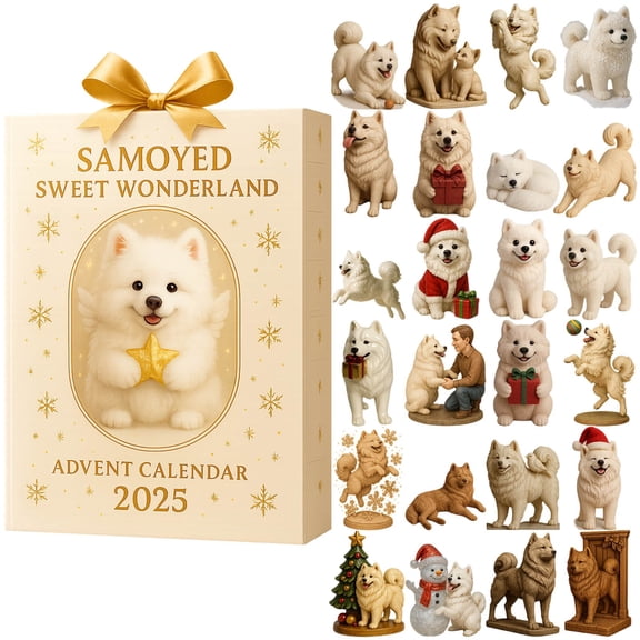 Samoyee Sweet Dream Christmas Arrival Calendar, Festive Dog Shape Countdown, 24-Piece Interactive Holiday Decor for Family Traditions