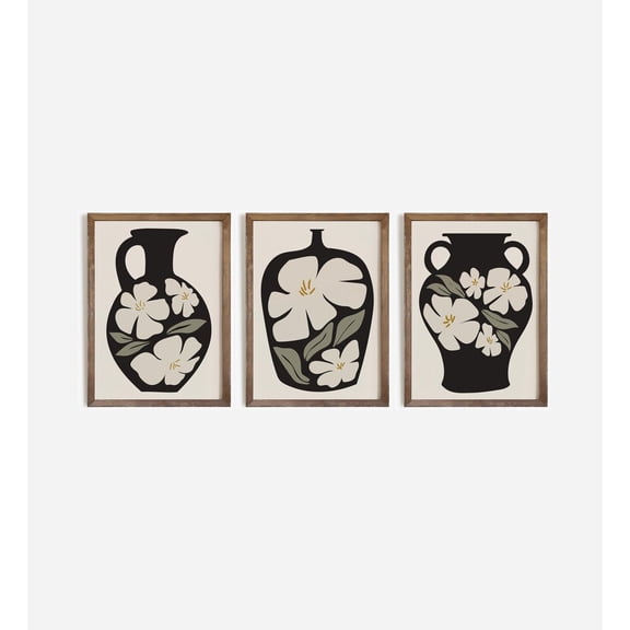 Sampaguita Flower Vase Prints Set Of 3, Botanical Gallery Wall Art