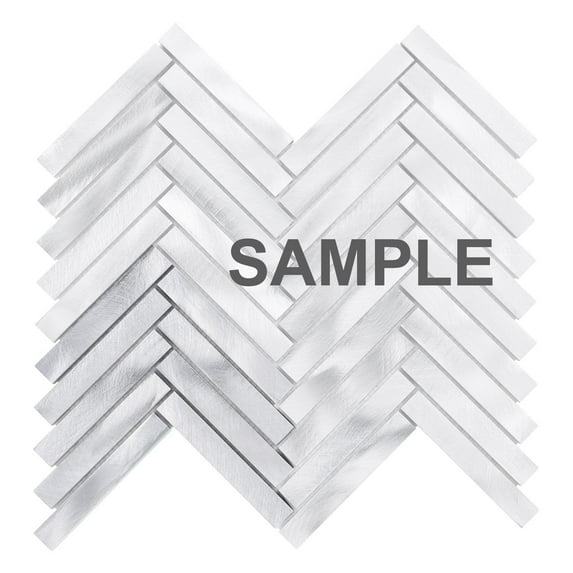 Sample - Aluminum Metallic Metal Herringbone Mosaic Tile Kitchen Fireplace Backsplash