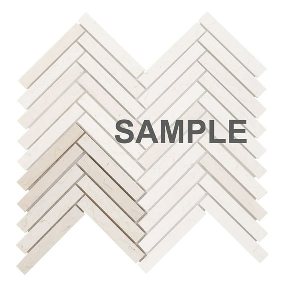 Sample - Beige Cream Crema Marfil Marble Stone Herringbone Mosaic Tile Kitchen Backsplash