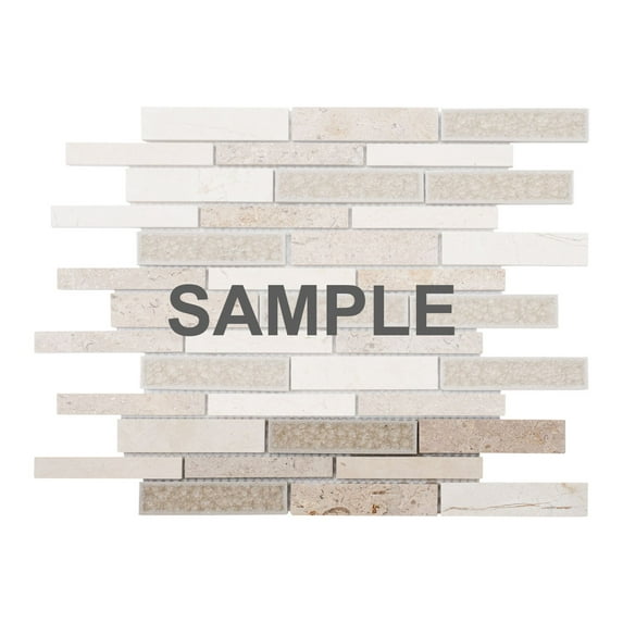 Sample - Beige Sand Crema Marfil Marble Stone Glass Mosaic Tile Kitchen Wall Backsplash