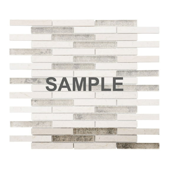 Sample - Beige Sand Crema Marfil Marble Stone Glass Mosaic Tile Kitchen Wall Backsplash