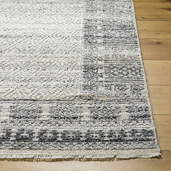 Hauteloom Betha Recycled Material Living Room, Bedroom Area Rug - Southwestern - Slate Blue, Cream, Black - 18" Sample