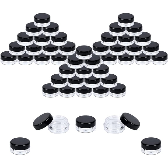 Sample Containers, Lip Balm Containers, Sample Jars, Mini Jars with Lids, Small, Empty for Makeup, Powder, Gloss, Cosmetic, Tiny, Chapstick, Dab, Wax, Scrub, Little, Plastic, 3 Gram, 50 PK