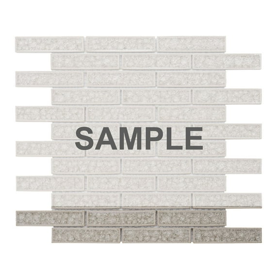 Sample - Cream Beige Crackle Glass Brick Joint Mosaic Tile Kitchen Bath Wall Backsplash