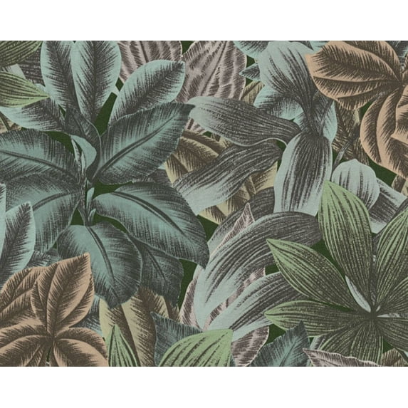 Sample For Display Purposes Only. Concord Wallcoverings Modern Textured Wallpaper Floral, Vinyl Accent Wall Tropical Jungle, Beige, Cream, Green, Grey, 7 in x 10 in, 392223