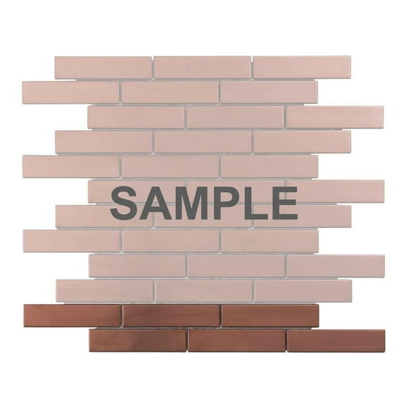 Sample - Rose Gold Copper Color Metallic Metal 2/3 offset Mosaic Tile Kitchen Backsplash