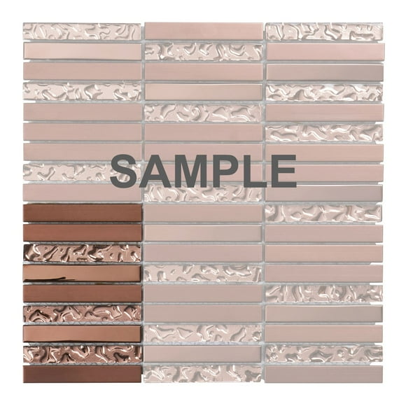 Sample - Rose Gold Copper Color Metallic Metal Glass Mosaic Tile Kitchen Wall Backsplash