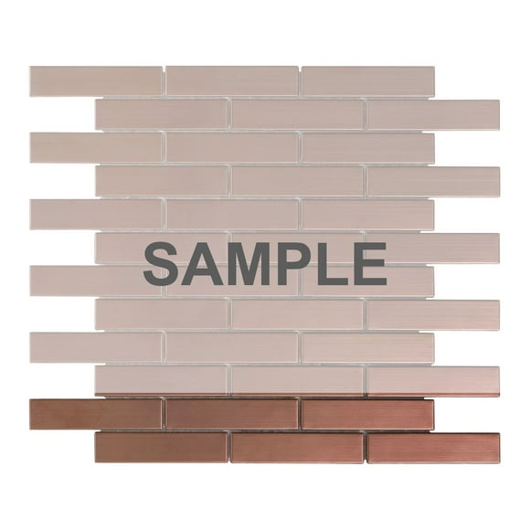 Sample - Rose Gold Copper Metallic Brick Joint Mosaic Tile Kitchen Bath Wall Backsplash