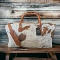thumbnail image 1 of Sample Sale Highlands Saddle Tricolor Large Genuine Cowhide Weekender Cowhide Duffel #5, 1 of 9