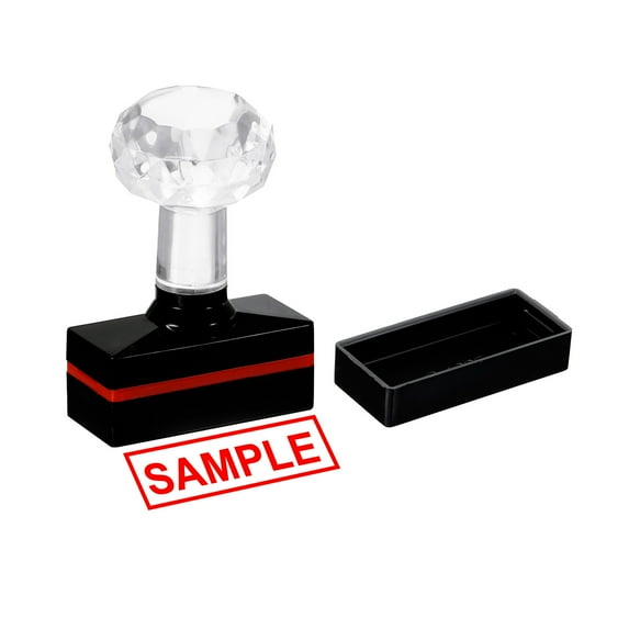 Uxcell Black Plastic Stamp Self Inking Red Ink Office Stamps Pre Inked Message Stamp 1.8'' x 0.8'' Sample
