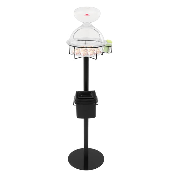 Sample Stand Black Metal Demo Stand Food Sample Display Stands WIth Toothpick Box & Rubbish Bin 11.02 * 8.27in (Black, Clear)