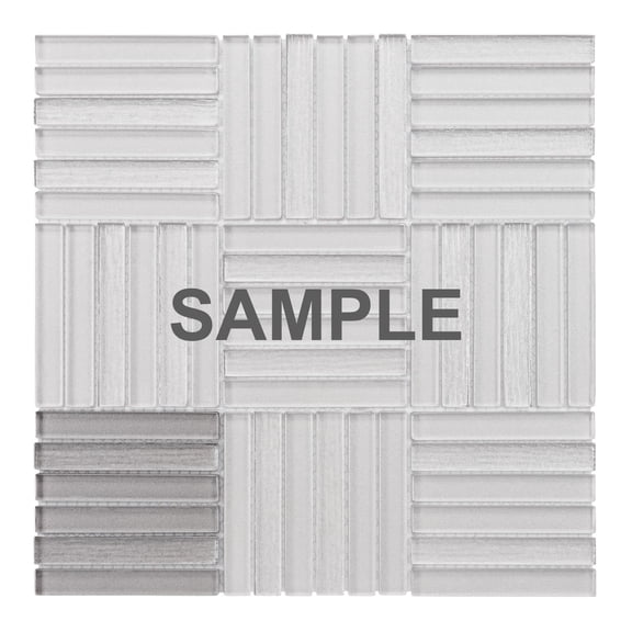 Sample - Taupe Gray Cold Spray Crystal Glass Parquet Mosaic Tile Kitchen Wall Backsplash