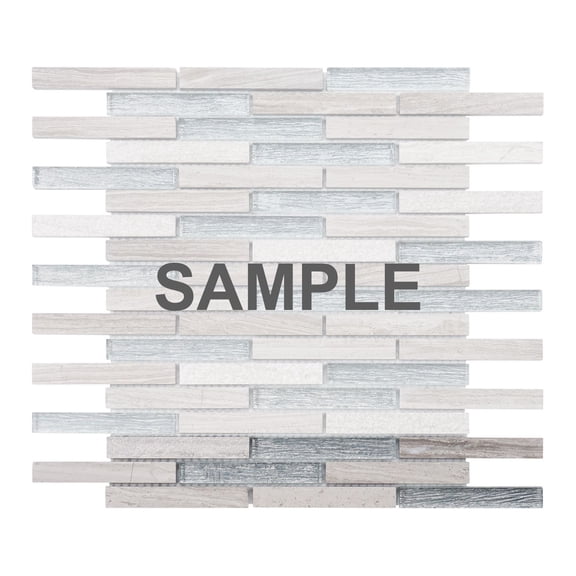 Sample - Taupe White Oak Gray Marble Stone Glass Mosaic Tile Kitchen Bath Wall Backsplash