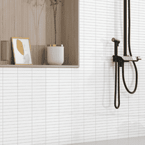 The Tile Life Brighten Super White Polished Porcelain Mosaic Floor & Wall Tile, 1 x 6 in, 1-Piece Sample