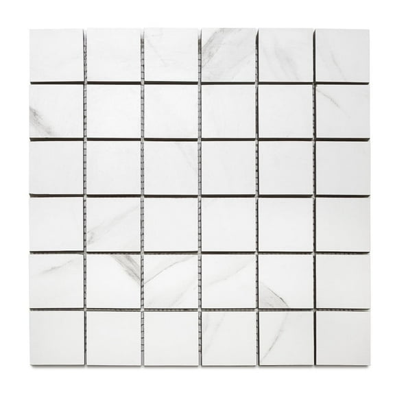 The Tile Life Monarch Calacatta Matte Porcelain Mosaic Floor & Wall Tile, 4 x 4 in, 1-Piece Sample